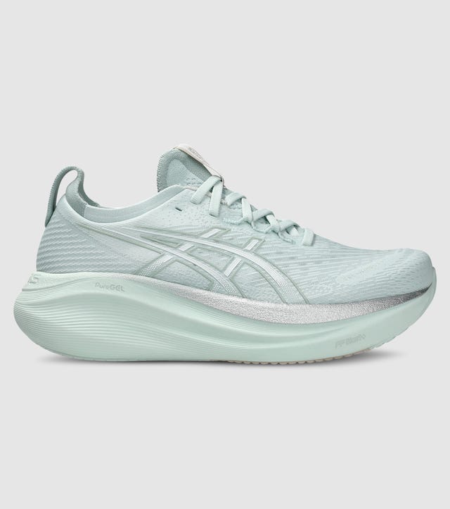 ASICS GEL-NIMBUS 27 WOMENS PURE AQUA WHITE The Athlete's Foot