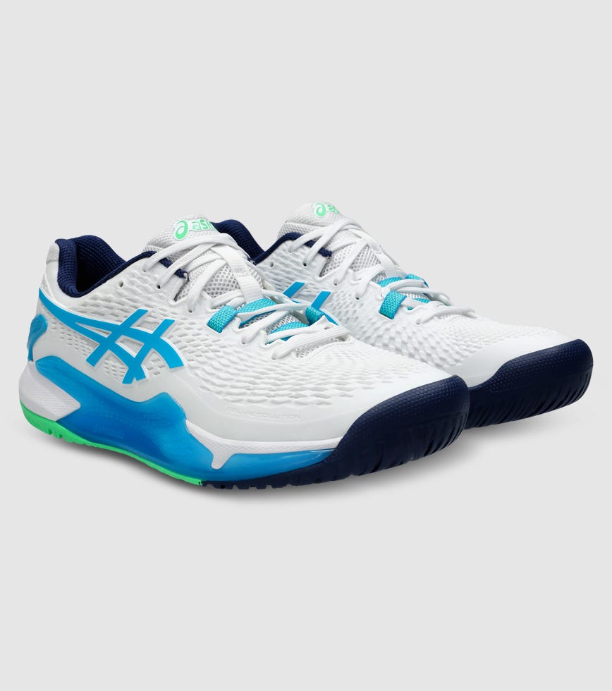 ASICS GEL-RESOLUTION (HARDCOURT) MENS WHITE DIGITAL AQUA The