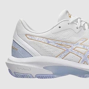 ASICS NETBURNER SHIELD WOMENS NETBALL SHOES WHITE BLUE FADE The