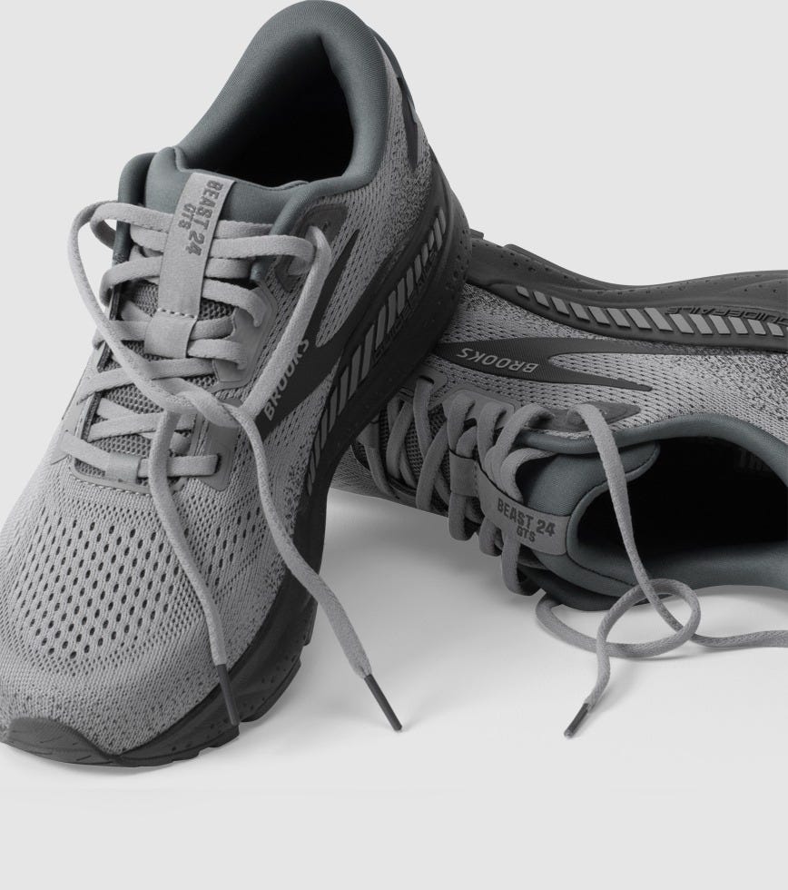 BROOKS BEAST GTS 24 (2E WIDE) MENS PRIMER GREY EBONY The