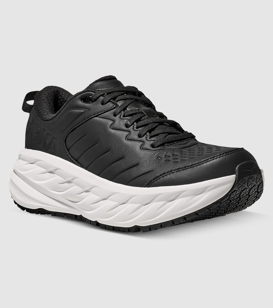 HOKA BONDI SR MENS CARBON BLACK WHITE The Athlete's Foot