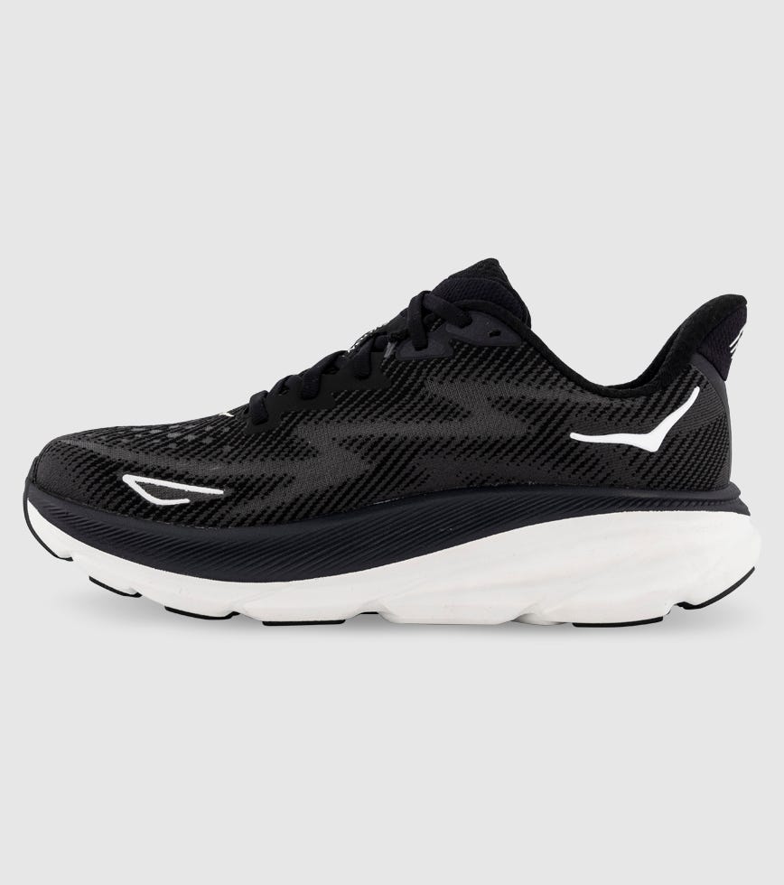 HOKA CLIFTON WOMENS BLACK WHITE The Athlete's Foot - Main Image