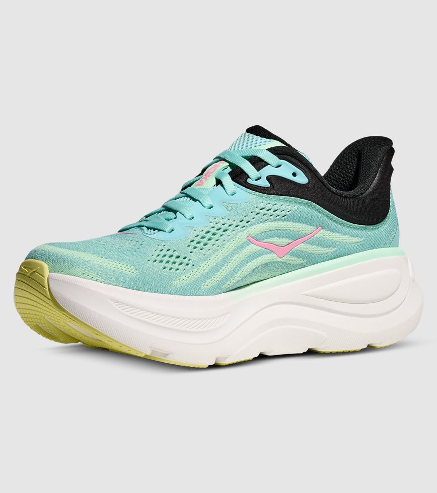 HOKA BONDI WOMENS BLUE SPARK MINT FLUORITE The Athlete's Foot