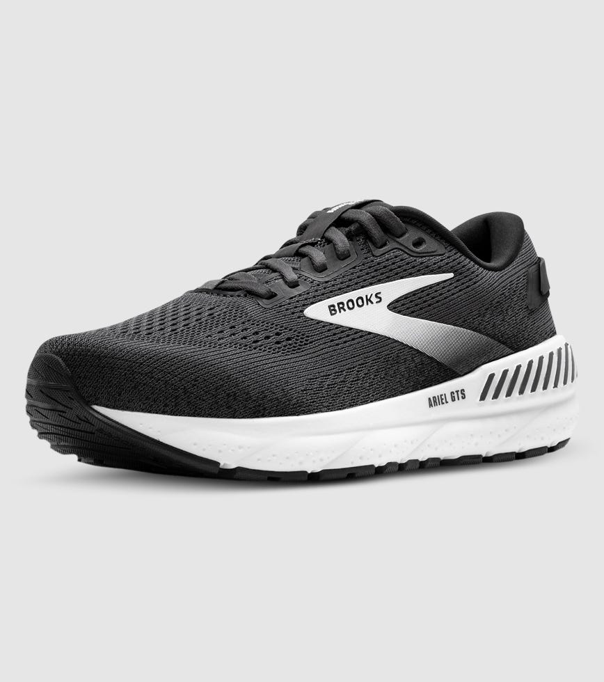 BROOKS ARIEL GTS 24 (D WIDE) WOMENS EBONY BLACK WHITE The