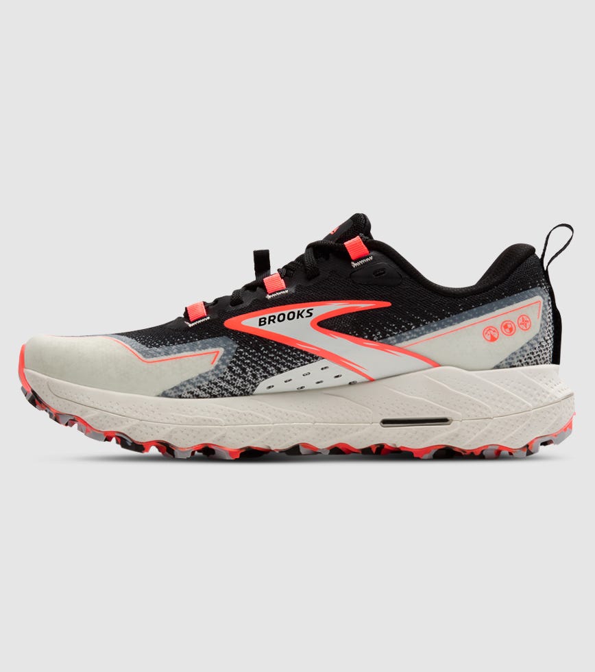 BROOKS CASCADIA 18 WOMENS BLACK BLUE WASH FLAME The Athlete's Foot - Main Image