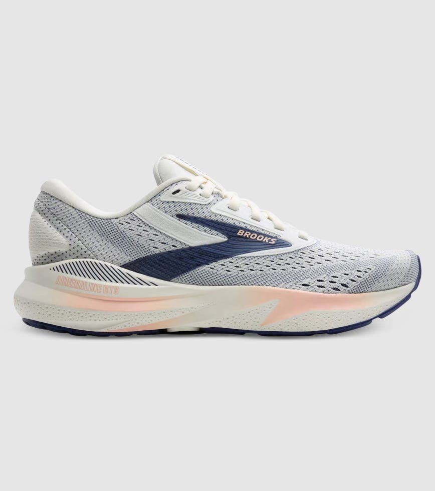 BROOKS ADRENALINE GTS 24 WOMENS GREY BLUE RIBBON PEACH The