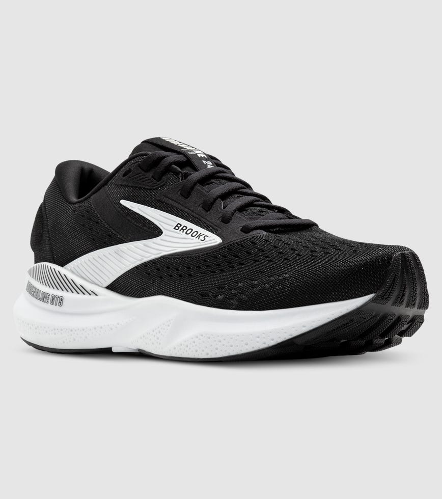BROOKS ADRENALINE GTS 24 WOMENS BLACK WHITE The Athlete's Foot