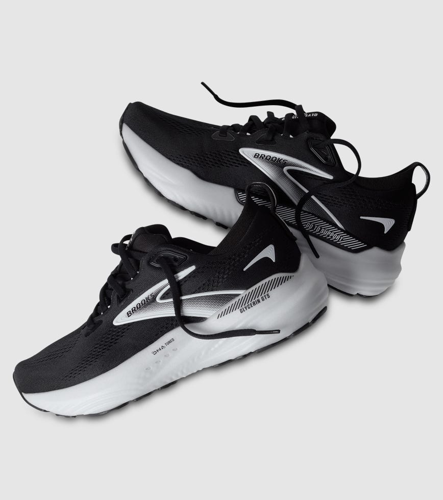 BROOKS GLYCERIN GTS 22 WOMENS BLACK WHITE | The Athlete's Foot