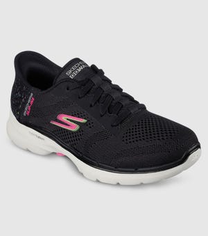 SKECHERS SLIP-INS GO WALK VIVID IDEA WOMENS BLACK MULTI The