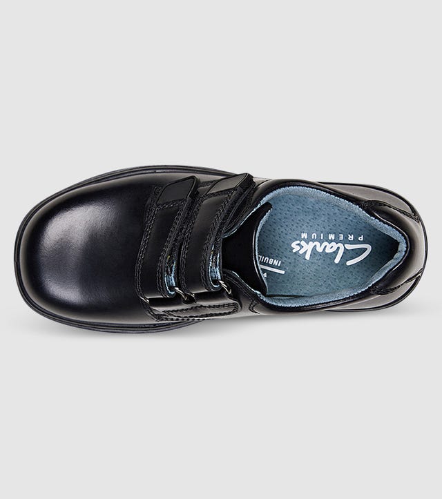 Clarks In Denver CLARKS DENVER (F WIDE) JUNIOR BOYS SCHOOL SHOES BLACK | The Athlete's Foot