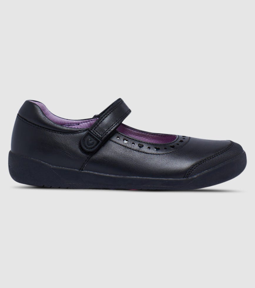 CLARKS BONNIE (D NARROW) JUNIOR GIRLS MARY JANE SCHOOL SHOES BLACK
