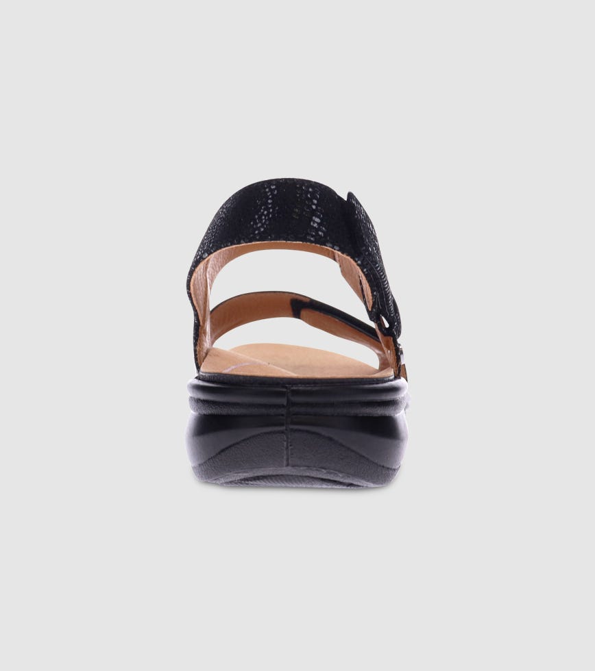 REVERE COMO WOMENS SANDAL BLACK LIZARD The Athlete s Foot