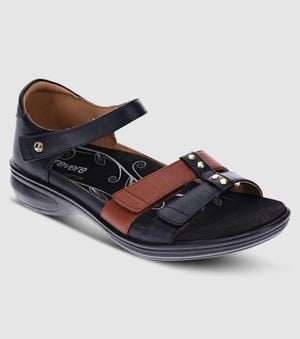 Brighton Revere Footwear REVERE NEGARA WOMENS SANDAL BLACK TAN The