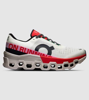 ON CLOUDMONSTER C WOMENS IVORY RED The Athlete's Foot