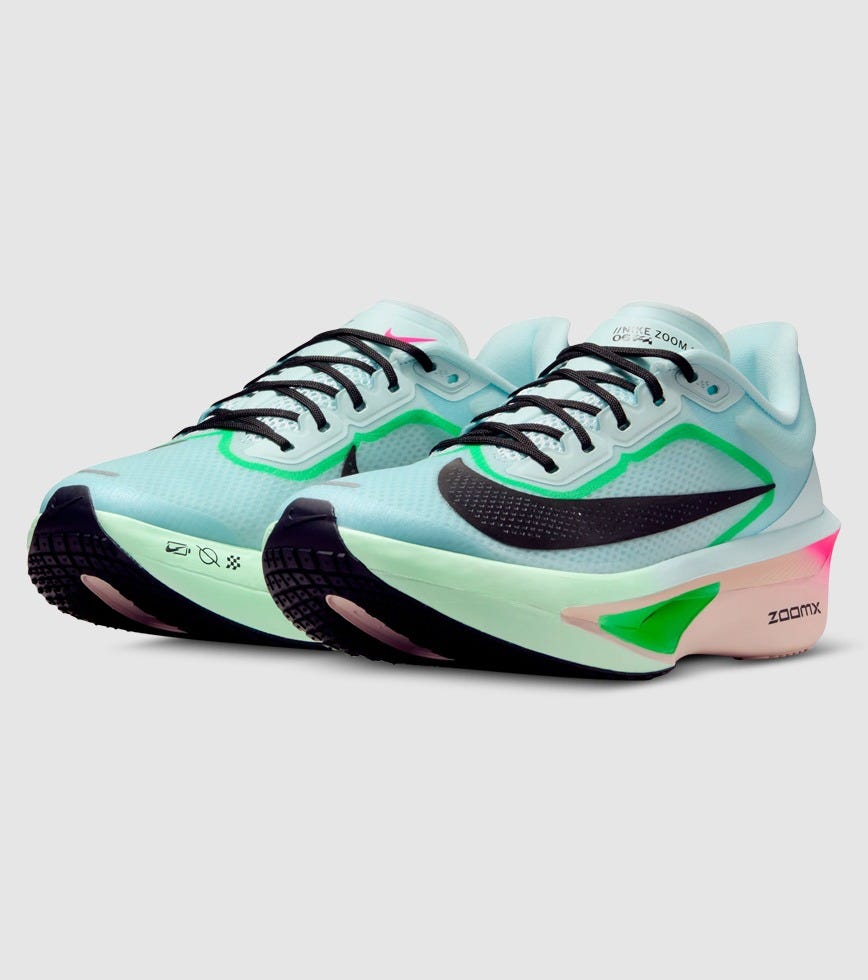 NIKE W ZOOM FLY 6 WOMENS GLACIER ICE BLACK HYPER PINK GREEN SHOCK