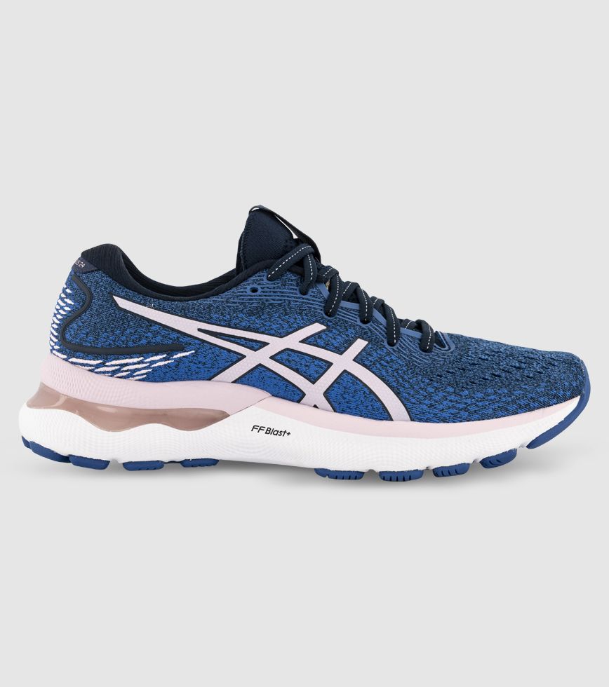 ASICS GEL-NIMBUS 24 WOMENS FRENCH BLUE BARELY ROSE | The Athlete's Foot ASICS GEL-NIMBUS 24 WOMENS FRENCH BLUE BARELY ROSE | The Athlete's Foot