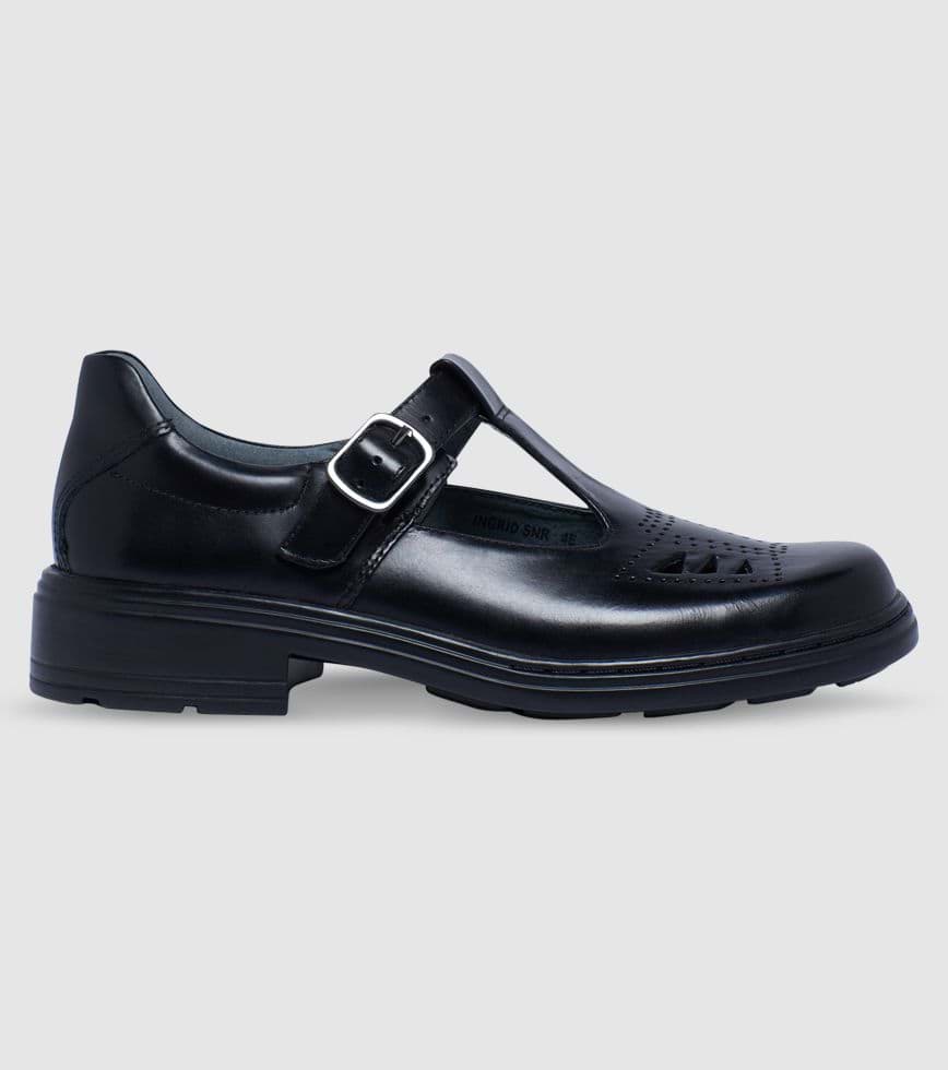CLARKS INGRID BLACK HI-SHINE | Black Womens Formal School Shoes
