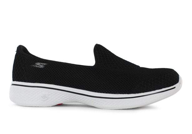 SKECHERS GO WALK 4 WOMENS BLACK WHITE | Black Womens Travel Walking Shoes