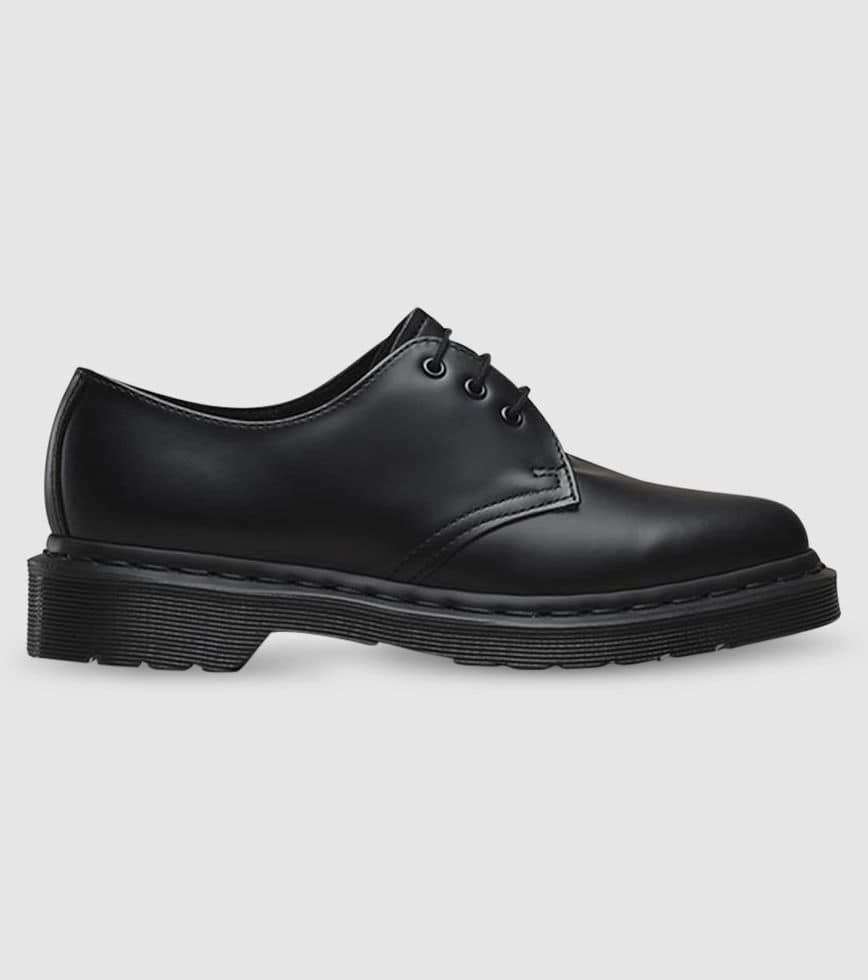 DR MARTENS 1461 MONO 3 EYE UNISEX BLACK SMOOTH | The Athlete's Foot