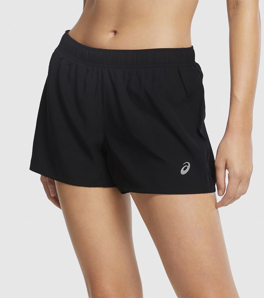 ASICS SILVER 4 INCH SHORT WOMENS PERFORMANCE BLACK | The Athlete's Foot