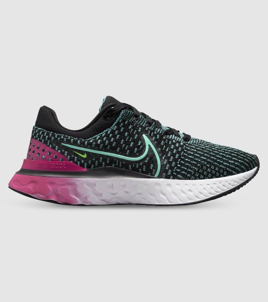 NIKE INFINITY RUN FLYKNIT 3 WOMENS BLACK DYNAMIC TURQUOISE PINK PRIME | The Athlete's Foot