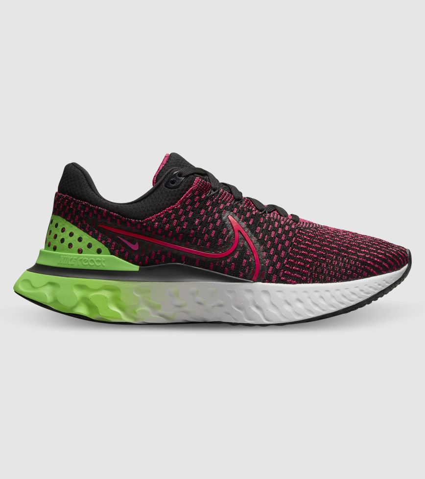 REACT RUN FLYKNIT 3 MENS BLACK SIREN RED GREEN STRIKE TEAM RED | The Athlete's Foot