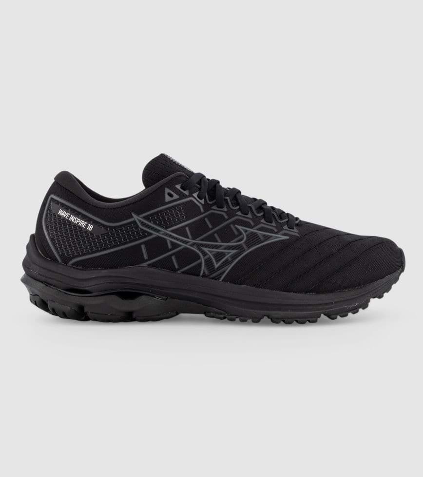 MIZUNO WAVE INSPIRE 18 MENS BLACK IRON GATE BLACK | The Athlete's Foot MIZUNO WAVE INSPIRE 18 MENS BLACK IRON GATE BLACK | The Athlete's Foot
