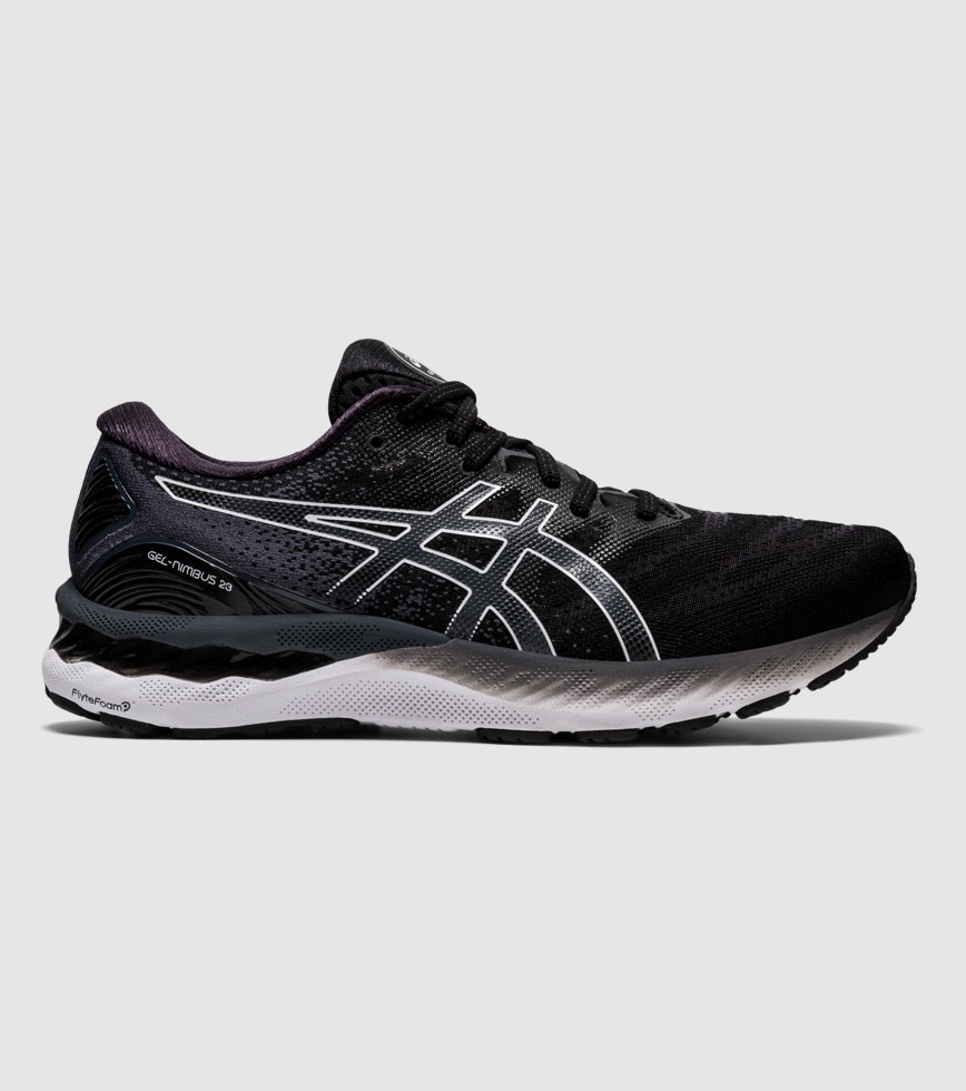 ASICS GEL NIMBUS 23 2E MENS BLACK WHITE The Athlete s Foot