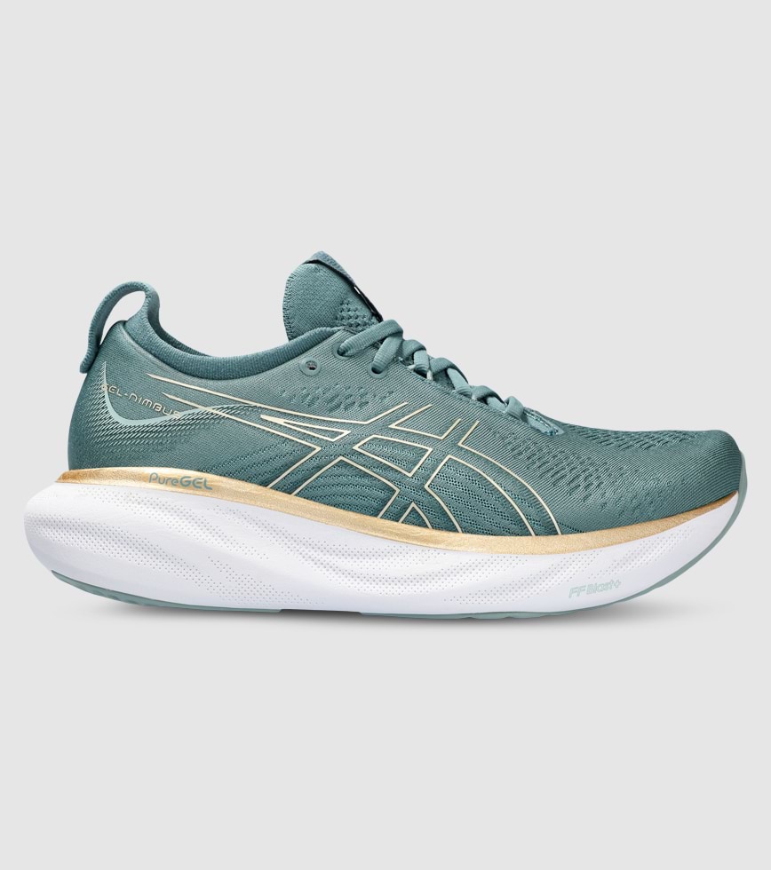 ASICS GEL NIMBUS 25 WOMENS FOGGY TEAL CHAMPAGNE The Athlete s Foot