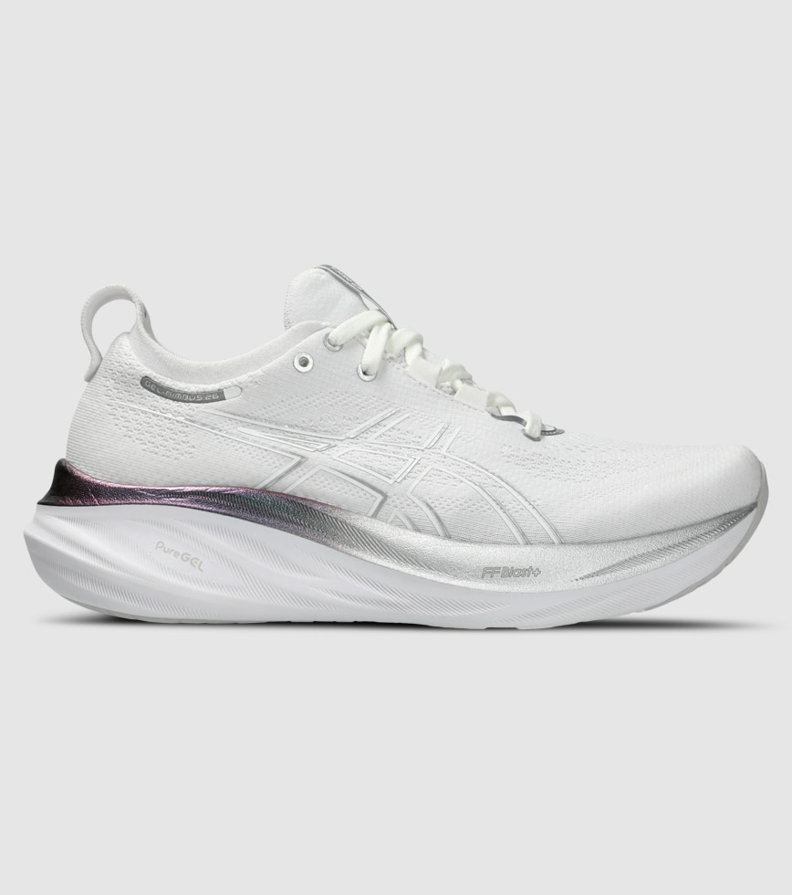 ASICS GEL NIMBUS 26 PLATINUM WOMENS REAL WHITE PURE SILVER The Athlete s Foot