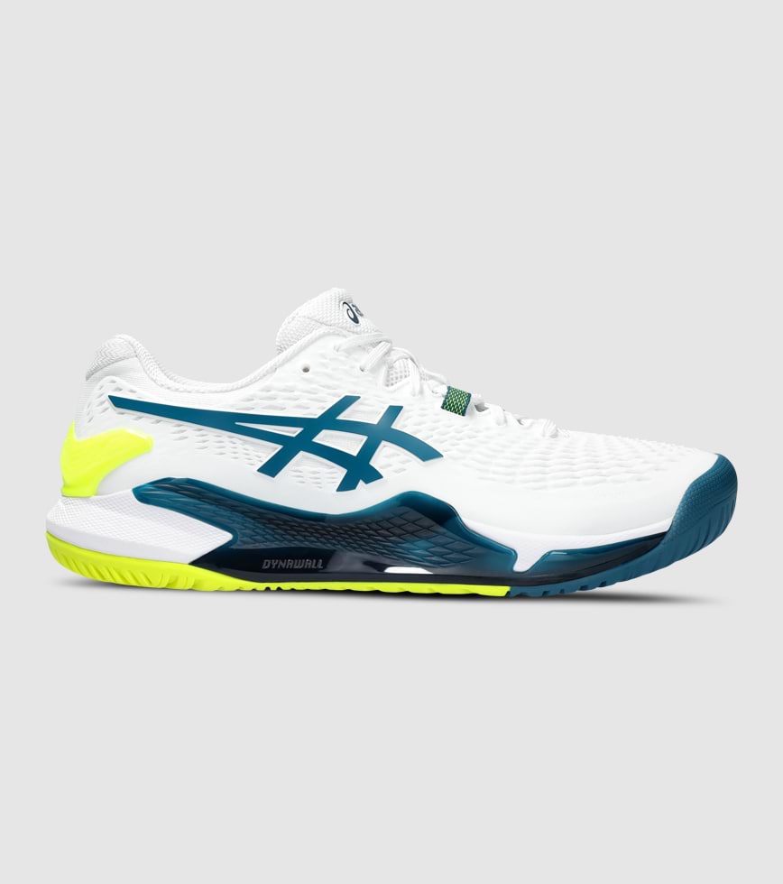 ASICS GEL RESOLUTION 9 HARDCOURT MENS WHITE RESTFUL TEAL The Athlete s Foot