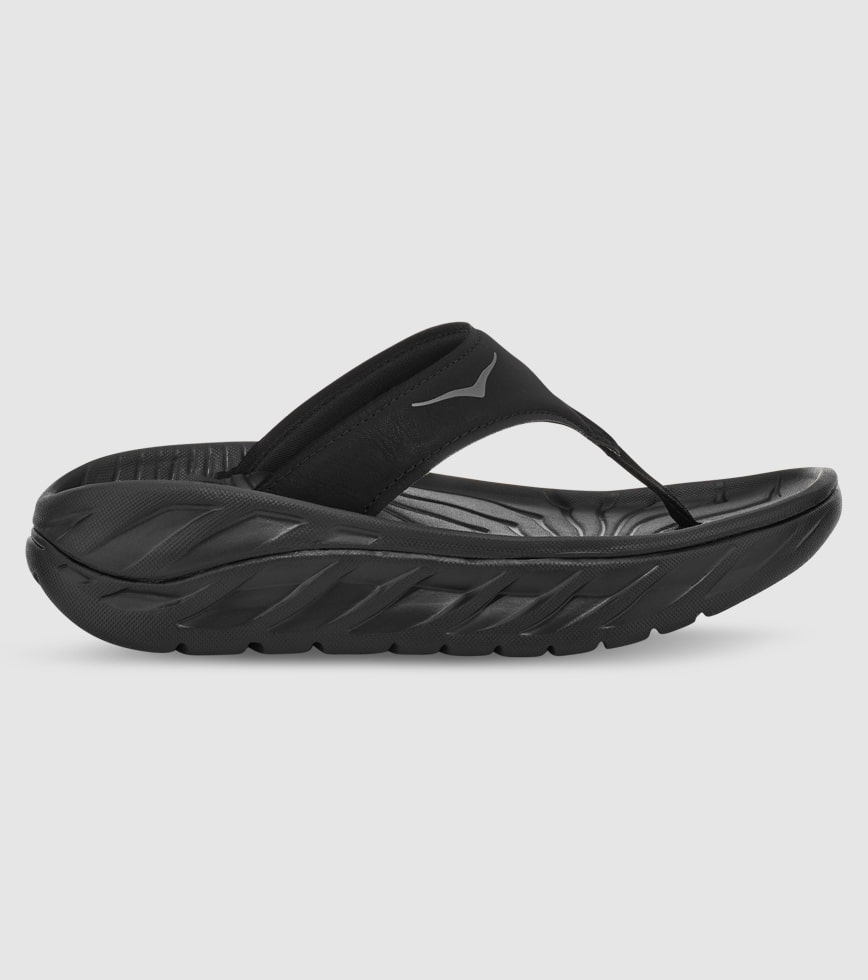 HOKA ORA RECOVERY FLIP MENS BLACK DARK GULL GREY The Athlete s Foot