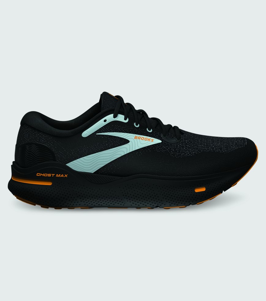 BROOKS GHOST MAX MENS BLACK ORANGE CLOUD BLUE The Athlete s Foot