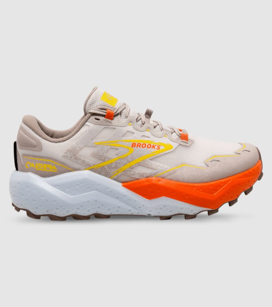 BROOKS CALDERA 7 MENS WHITE CHATEAU GRAY YLW The Athlete s Foot
