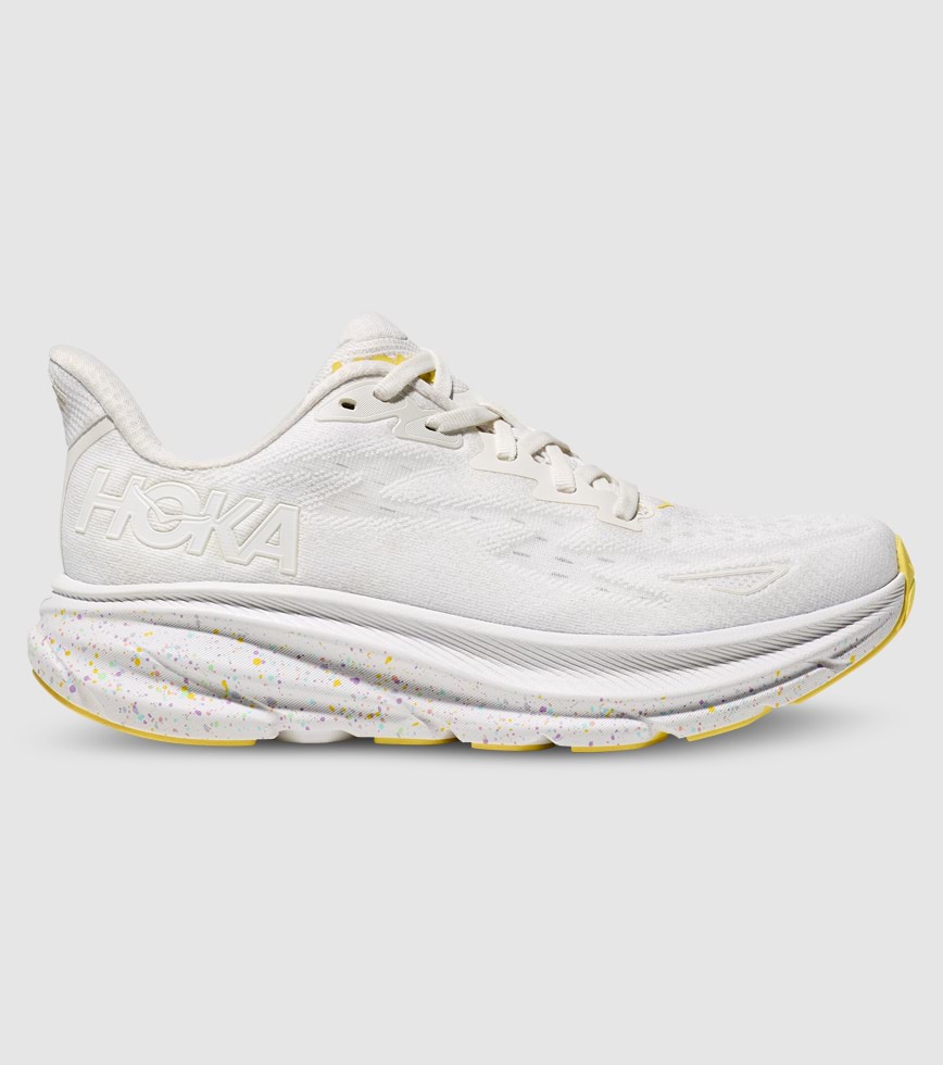 HOKA CLIFTON 9 D WIDE WOMENS WHITE LEMONADE The Athlete s Foot