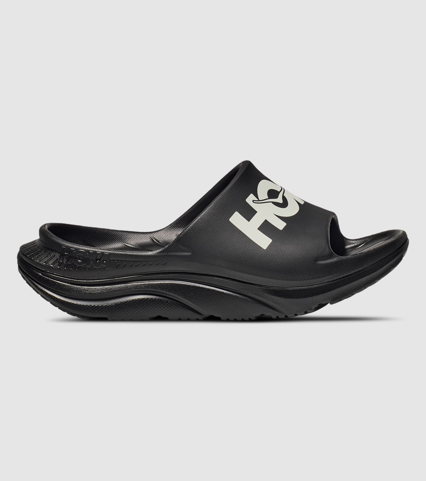 HOKA ORA ATHLETIC SLIDE MENS BLACK WHITE The Athlete s Foot