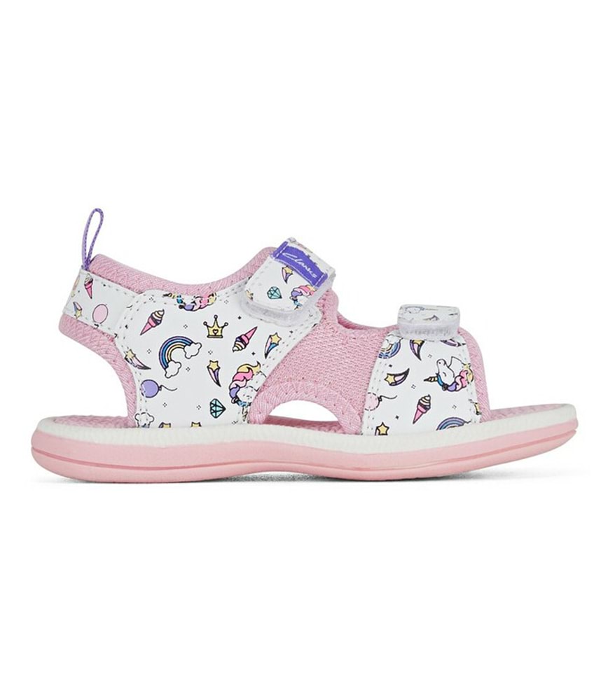 CLARKS FRIDA KIDS WHITE PINK