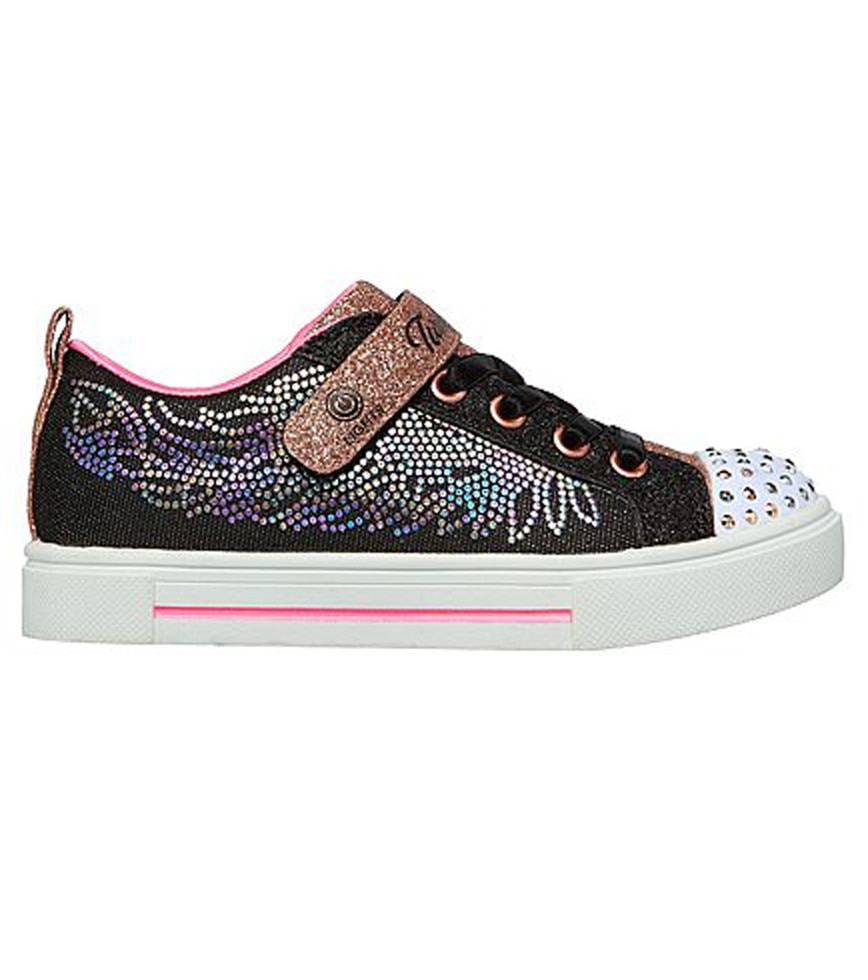 SKECHERS TWINKLE SPARKS WINGED MAGIC PS KIDS BLACK ROSE GOLD The Athlete s Foot