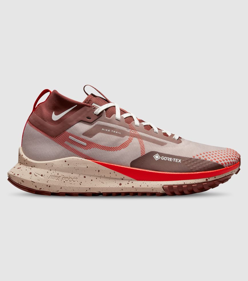 NIKE REACT PEGASUS TRAIL 4 GORE TEX MENS DIFFUSED TAUPE PICANTE RED DARK PONY The Athlete s Foot