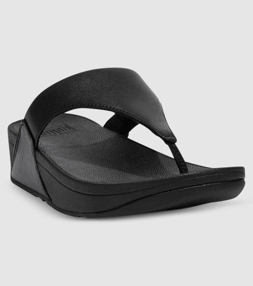 FITFLOP LULU LEATHER TOE POST WOMENS THONG BLACK The Athlete s Foot