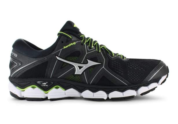 MIZUNO WAVE SKY 2 MENS BLACK SAFETY YELLOW
