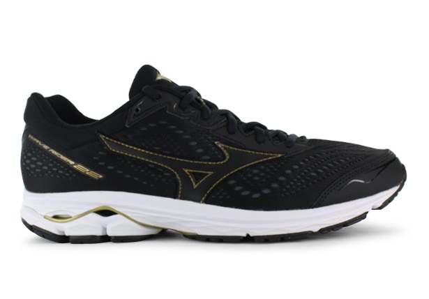 MIZUNO WAVE RIDER 22 MENS BLACK GOLD Black Mens Cushion Running Shoes