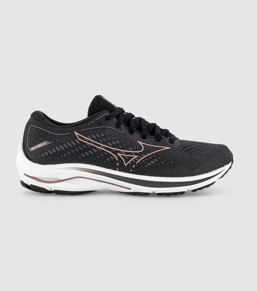 Mizuno wave rider 22 womens black rose gold 2025