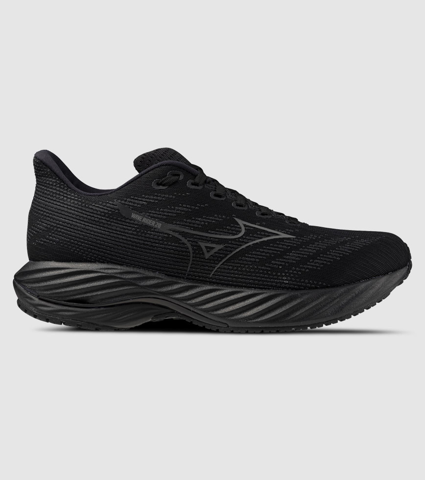 MIZUNO WAVE RIDER 28 2E WIDE MENS BLACK QUIET SHADE EBONY The Athlete s Foot