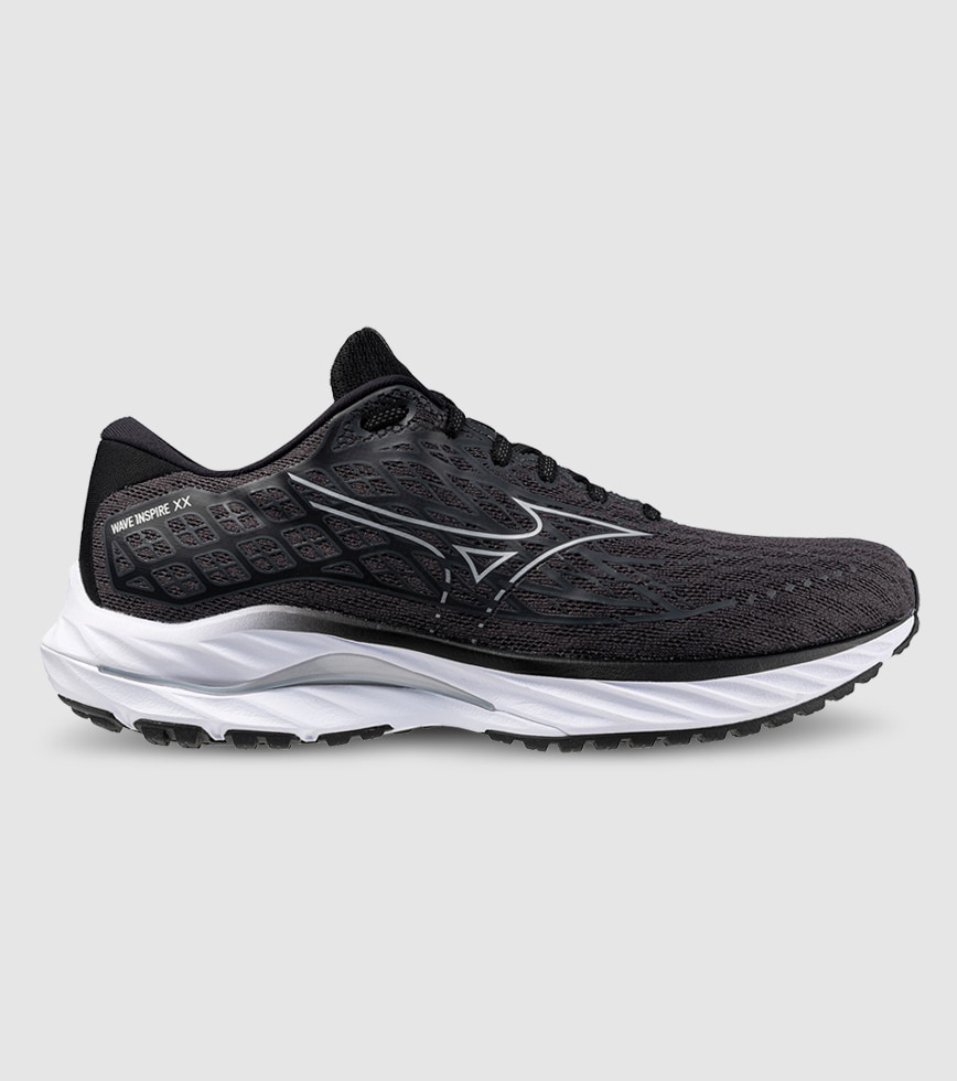 MIZUNO WAVE INSPIRE 20 MENS EBONY WHITE BLACK The Athlete s Foot
