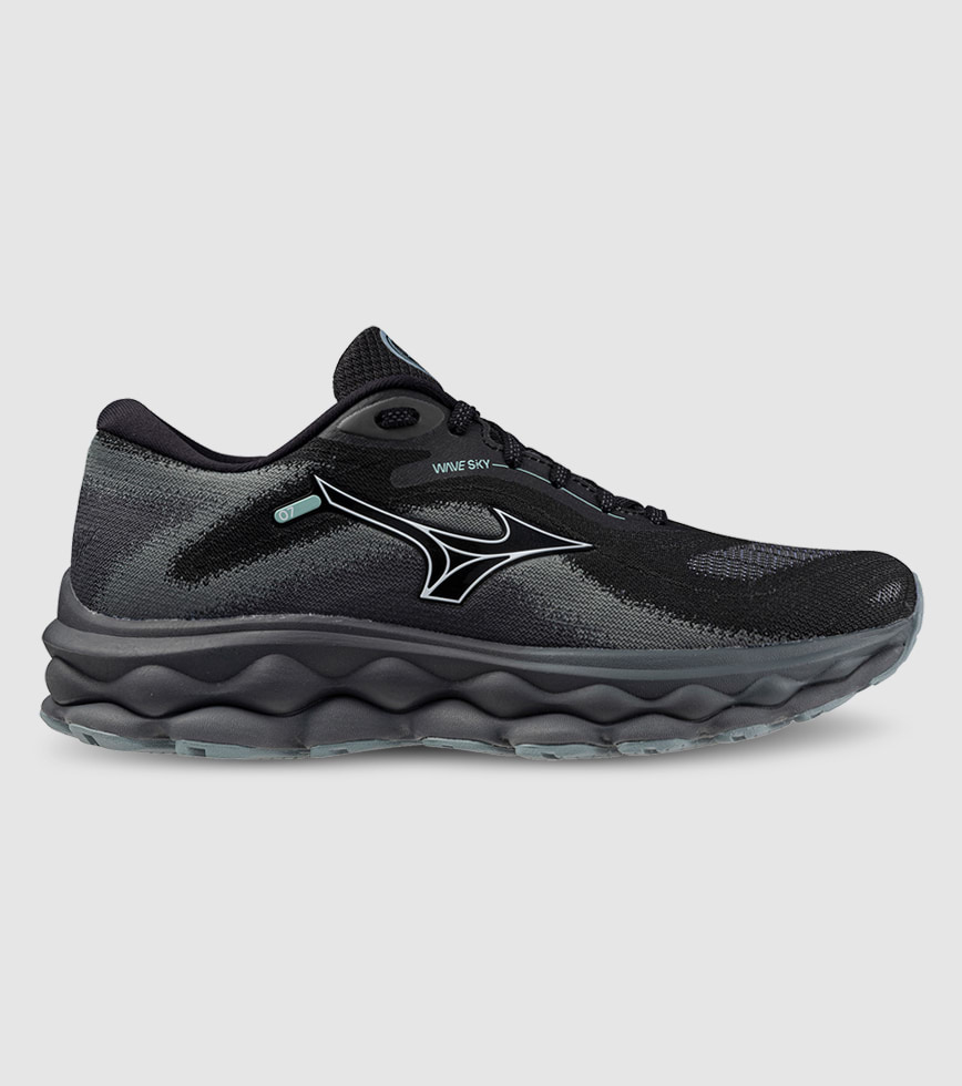 MIZUNO WAVE SKY 7 D WIDE WOMENS BLACK WHITE TURBULENCE The Athlete s Foot