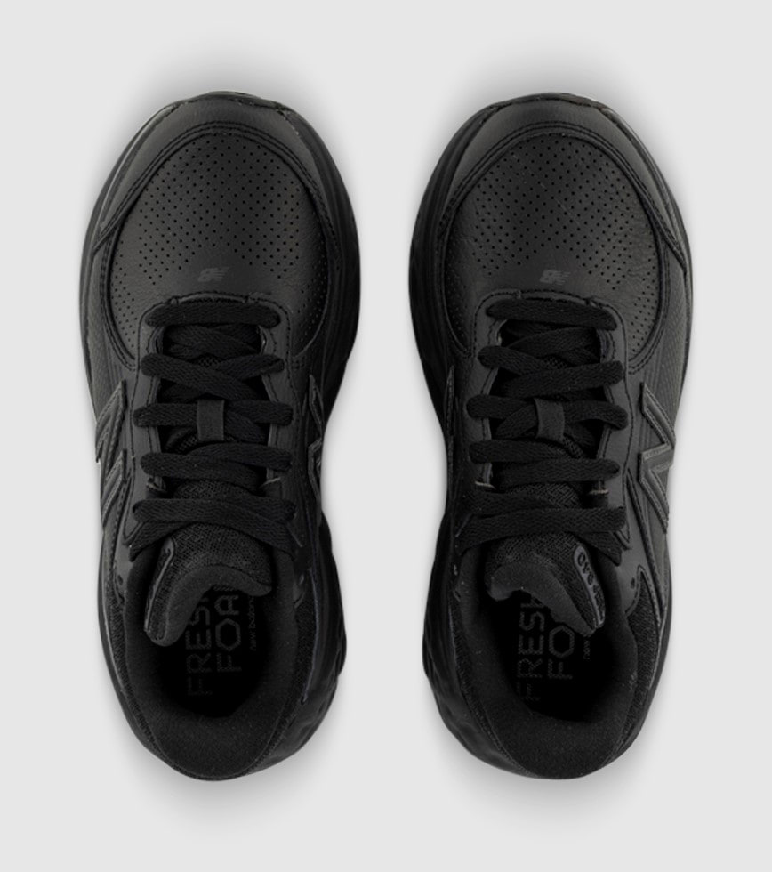 Womens black leather new balance shoes discount