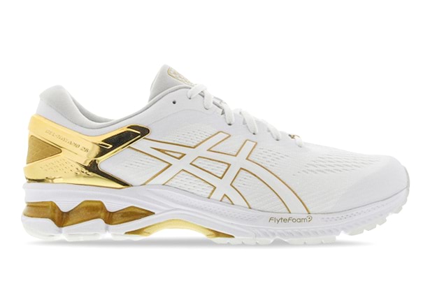 ASICS GEL KAYANO 26 PLATINUM MENS WHITE PURE GOLD White Mens