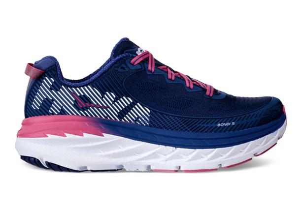 HOKA ONE ONE BONDI 5 D WOMENS BLUE PRINT SURF THE WEB Blue