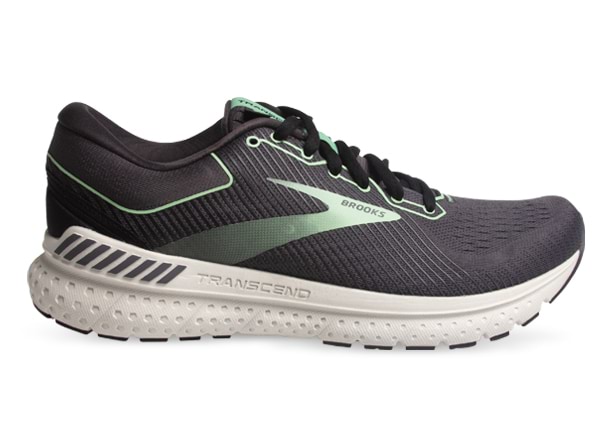 BROOKS TRANSCEND 7 WOMENS BLACK EBONY GREEN The Athlete s Foot